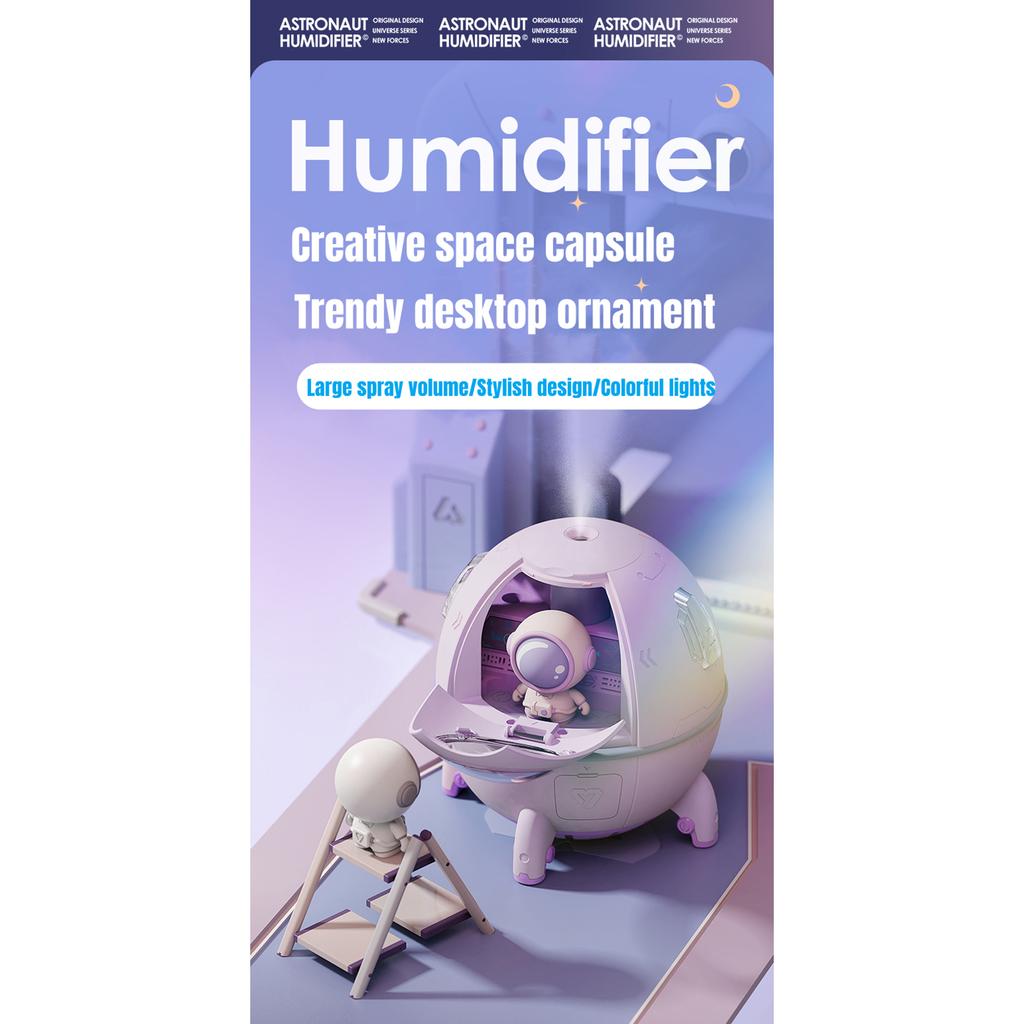 Astronaut Air Humidifier With 220ml Water Tank Ultrasonic Aroma Essential Oil Diffuser Usb Mists Sprayer With Led Light