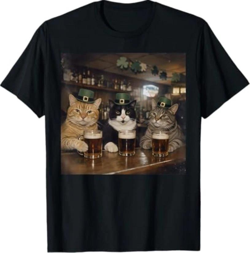 Funny Cat St Patricks Day Design T-Shirt 4XL
