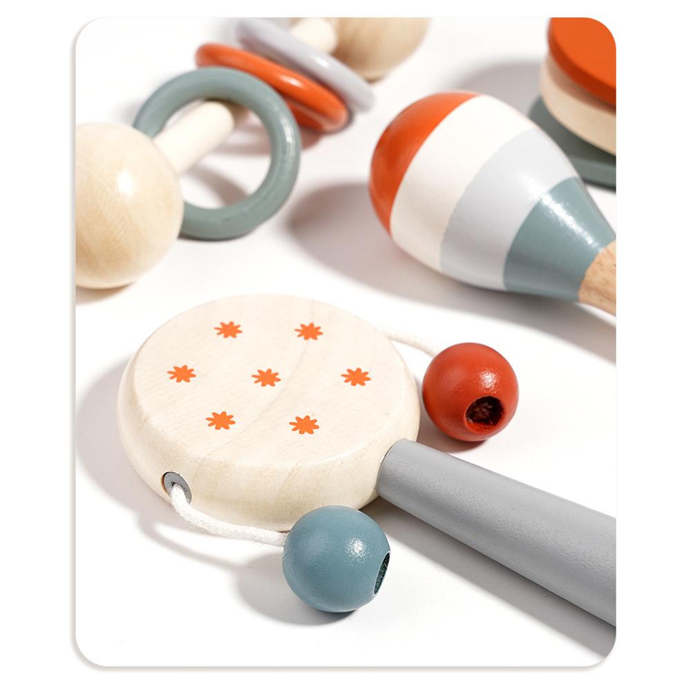 Wooden Musical Instruments for Toddlers, Montessori Musical Toy, Percussion Set with Maracas, Trumpet, Castanets, Birthday Gift
