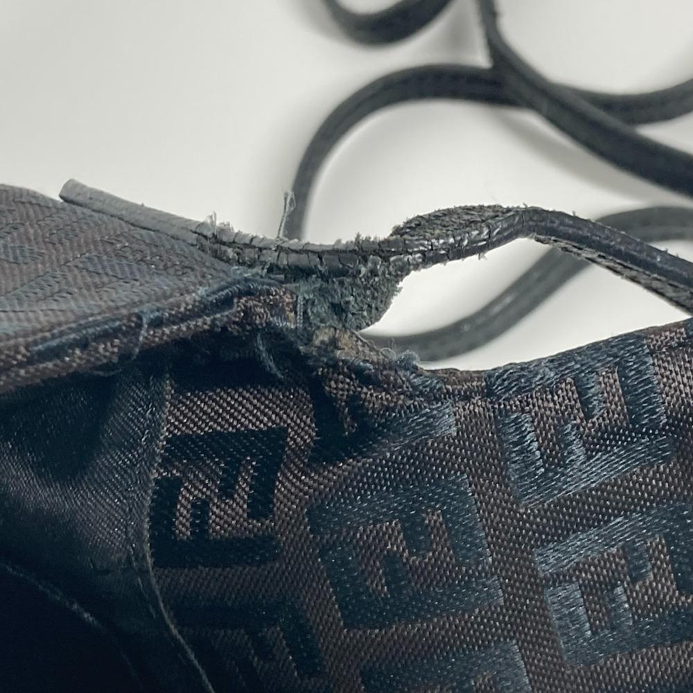 Fendi Zucchino Bag Flap Pochette Crossbody Shoulder Bag Canvas/Leather Black