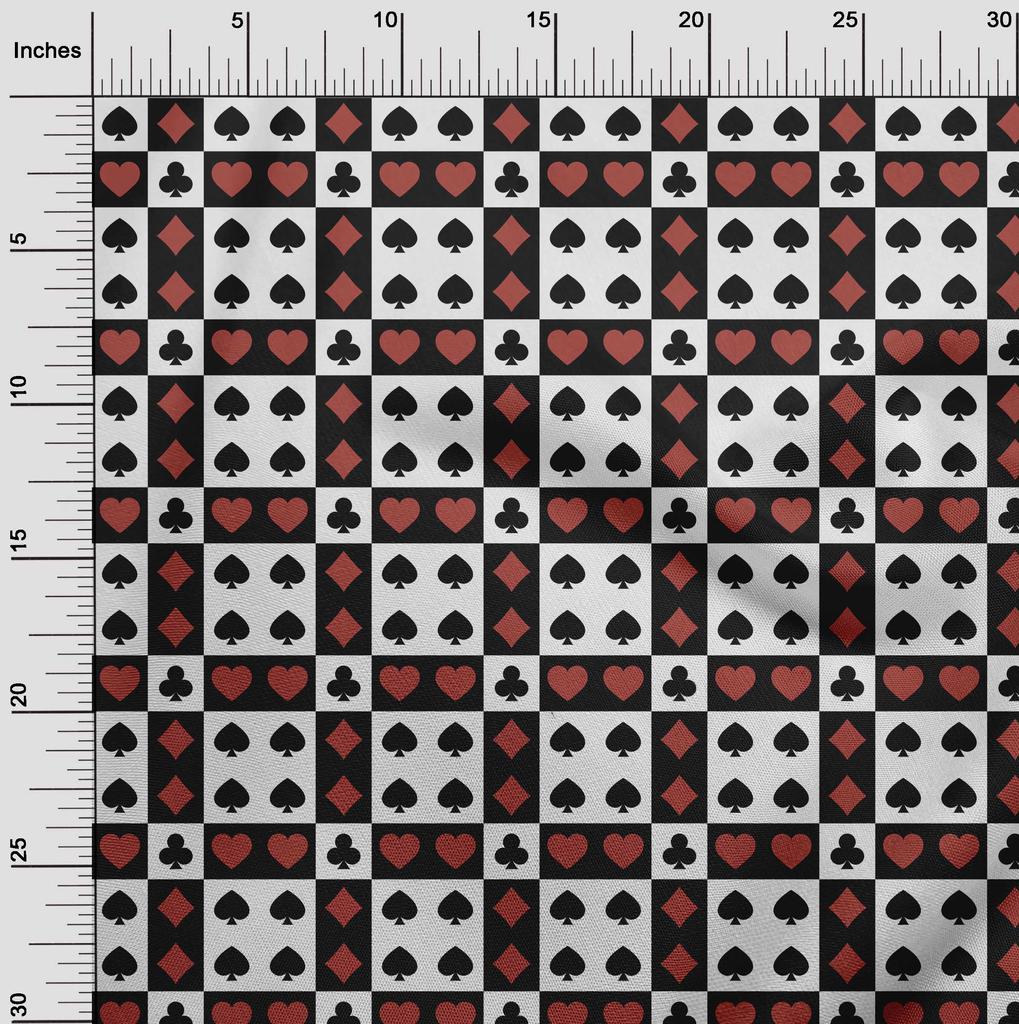 oneOone Cotton Flex Red Fabric Poker Card Sewing Craft Projects Fabric Prints By Yard 40 Inch