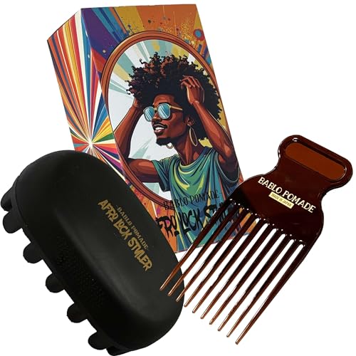 

BABLO POMADE Afro Sponge and Afro Comb Set for Men, Perfect for Coarse and Curly Hair, Perms, and Twists