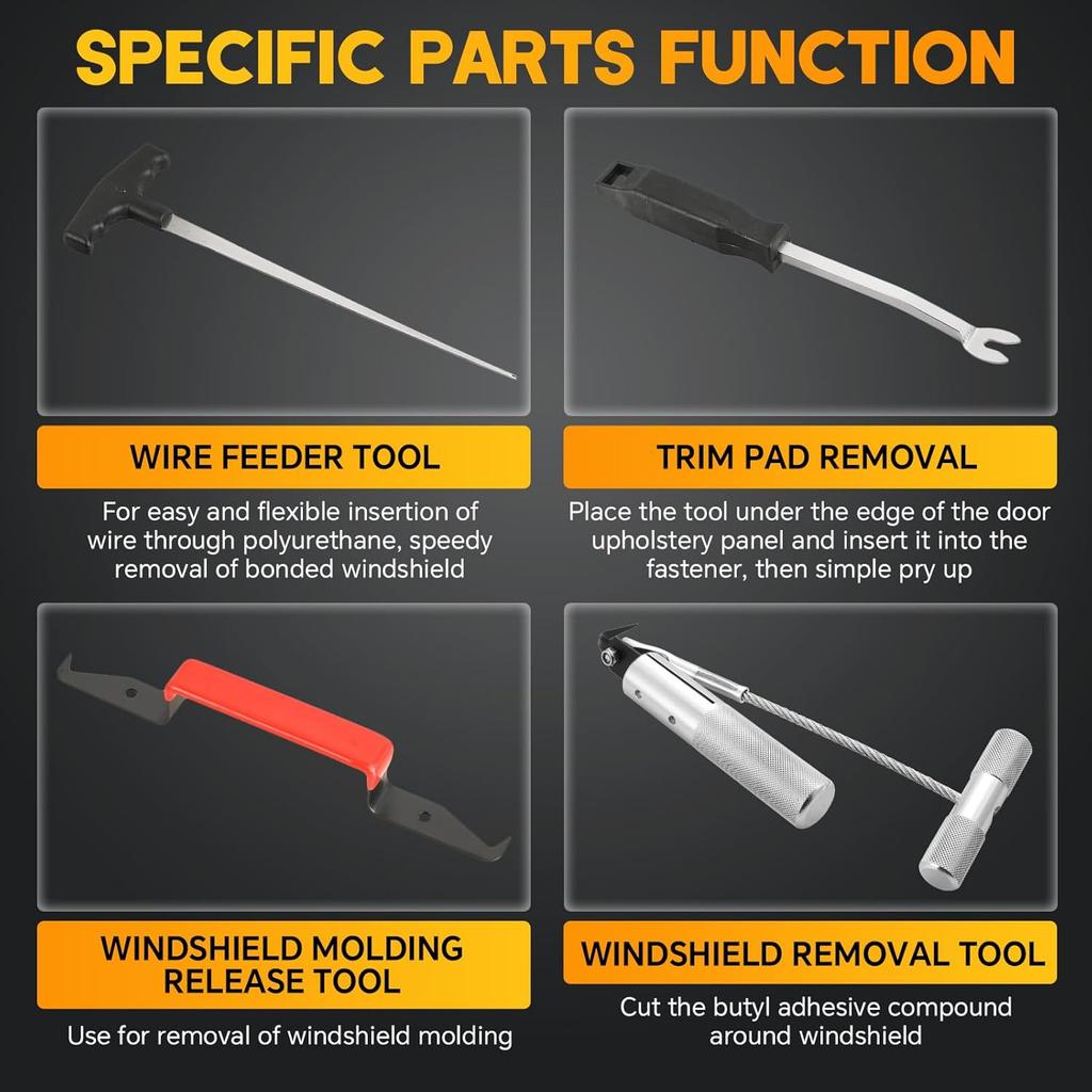 7PCS Windshield Removal Tool Kit | Car Windscreen Remover Set for Vintage Cars