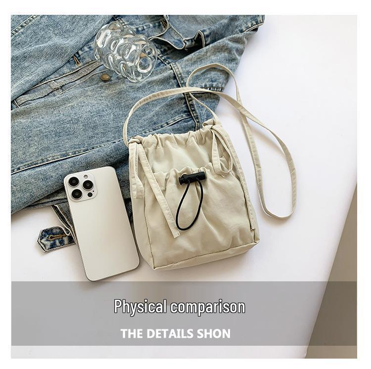 Women's Lightweight Crossbody Phone Bag - Japanese Korean Style with Bow and Drawstring, Casual and Versatile Coin Purse