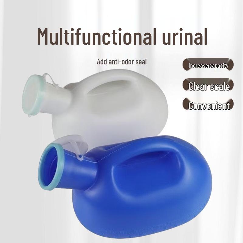 Großes geruchsdichtes Urinal für ältere Männer, Bettlägerige oder Gelähmte, mit breiter Öffnung, Schlauch und Deckel für die Nacht.
