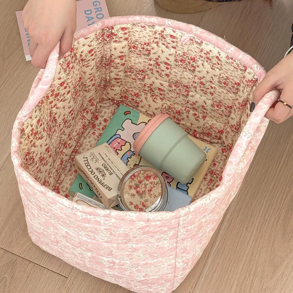 Pastoral Floral Dirty Clothes Basket, Home Use High-Value Fashionable Large Capacity Foldable Trash Storage Basket for Youngsters's Toys and Snacks