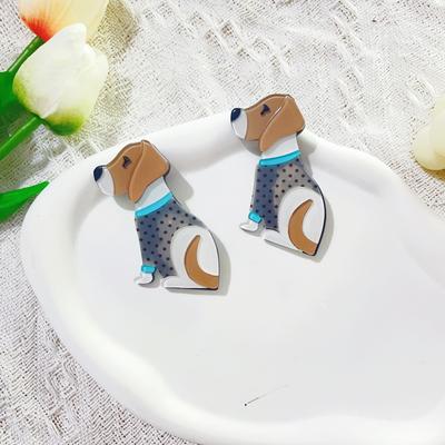 Cartoon Polka Dot Puppy Brooch Splicing Acrylic Animal Jewelry Suit Accessories