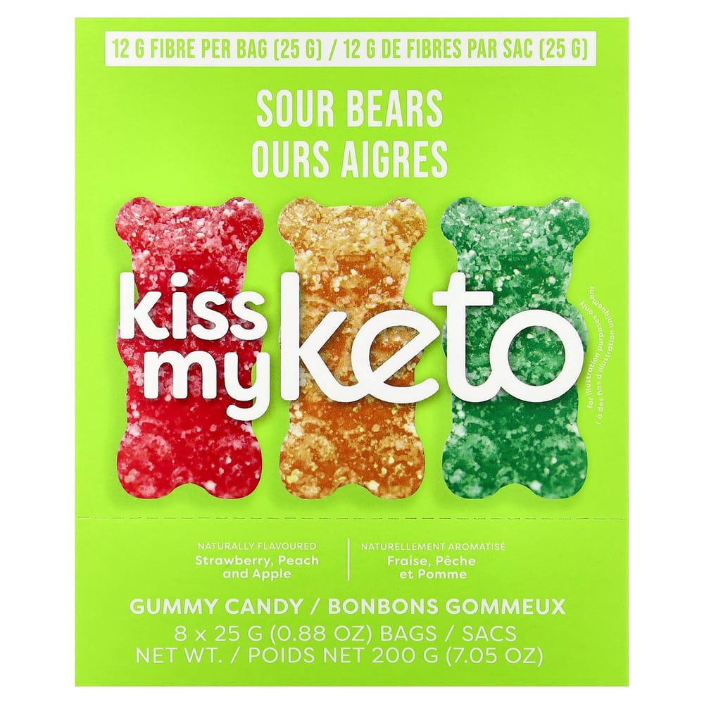 iHerb Gummy Candy Sour Bears, 8 x 25g Pouches (200g Total) 200g - 1 ea