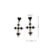 Vintage Heart and Cross Earrings: Chic European-American Style for Women