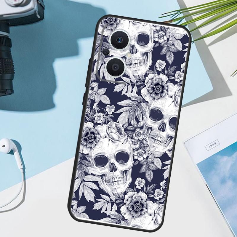 Gothic Fashion Skull Cover For OPPO Reno 12F 11F 13F 14F 8T 7 8 Lite 10 11 12 13 14 OPPO Find X9 X8 X6 X5 Pro Case