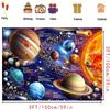 2D Outer Space Tapestry Solar System Poster with Planets and Asteroids for Kids Room
