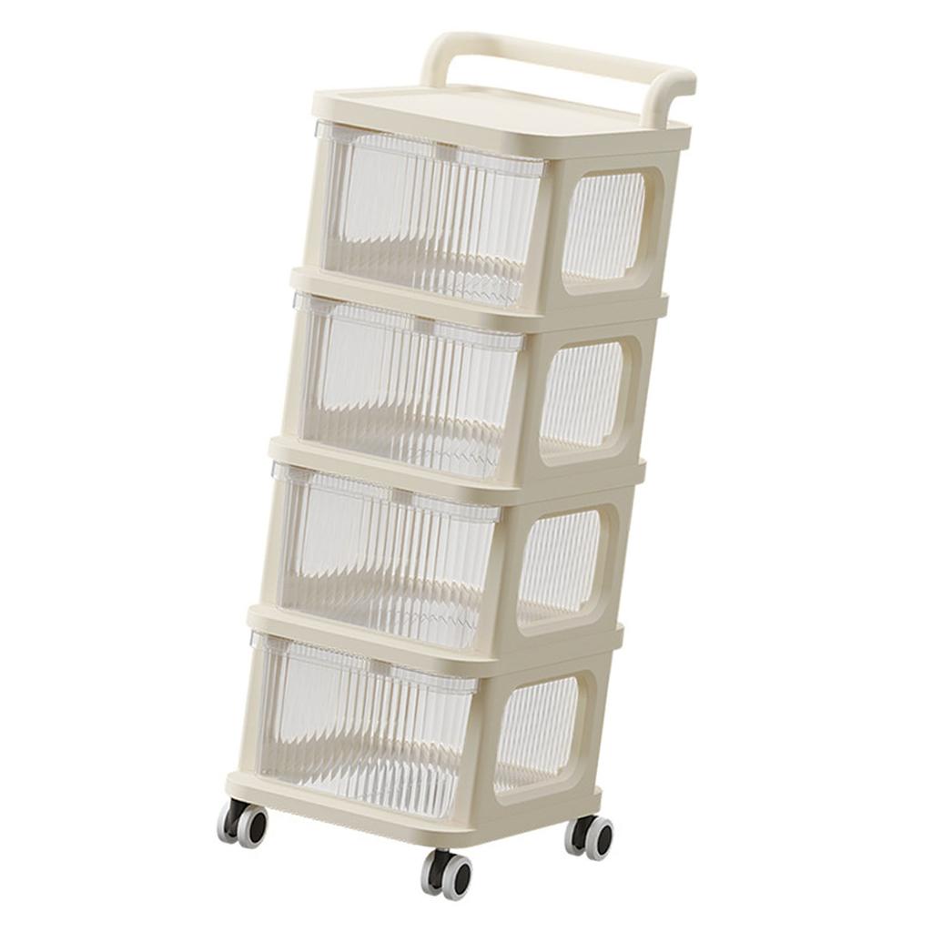 Rollwagen mit durchsichtiger Schublade Multifunktionaler Rollender Aufbewahrungswagen Organizer mit Rädern für Schlafzimmer