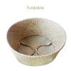 Foldable Seaweed Woven Basket, Straw Fruit Basket, Flower Pot, Planter, Storage Basket with Handle, 32*28cm