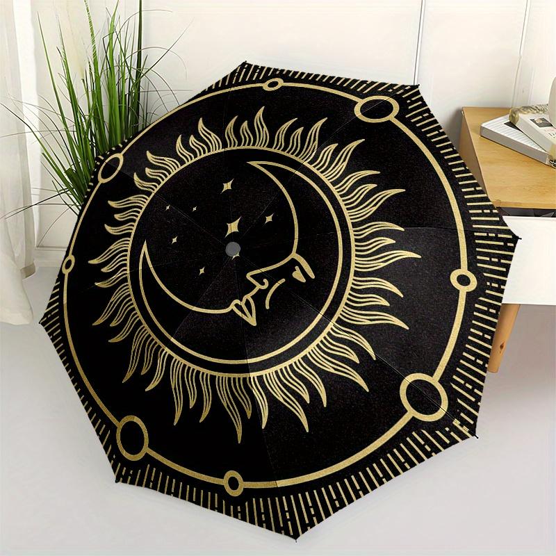 

Golden Sun & Moon Circular Umbrella, Portable 3-Fold Umbrella for Men & Women,Christmas Gift ES179