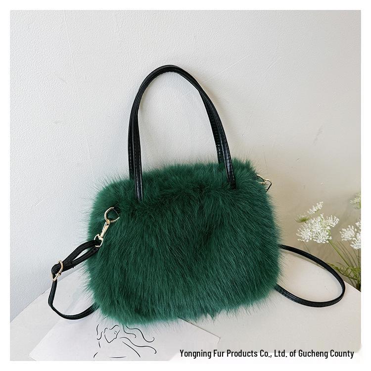 2026 Faux Fox Fur Crossbody Belt Bag - Plush Winter Tote for Girls