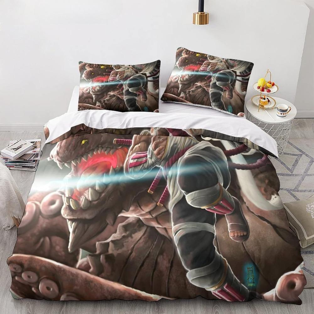 Anime Naruto Microfibre Bedding Sets, Children's Birthday Gift with Zip Room Decor for Teenagers Adulte 3-Piece Duvet Cover