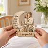 Wooden Ornament with Stable Base, Father Day Wooden Ornament, Decorative Resin Sculpture Family Love Decor for Desktop Bookshelf