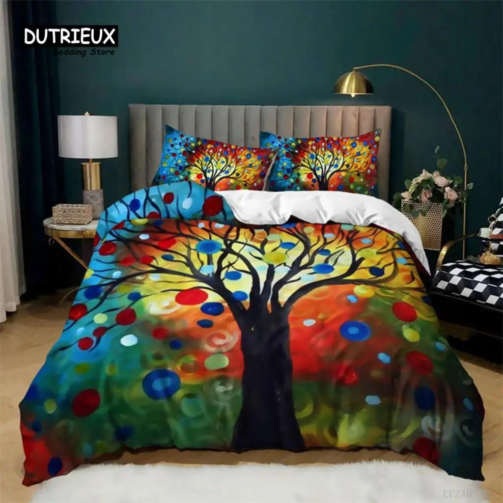 Nature Tree of Life Duvet Cover Microfiber Mystery Gothic Bedding Set Exotic Celtic Knot Quilt Cover King Queen For Kids Adults