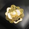 Elegant High-End Natural Fritillary Freshwater Pearl Camellia Brooch Temperament Niche Flower Rose Pin Women'S Accessories