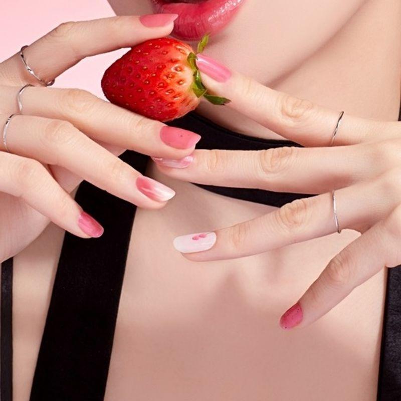 EDGEU Shop Gel Strawberry Tanghulu Adhesive Gel Nail 16pcs Strawberry Tanghulu