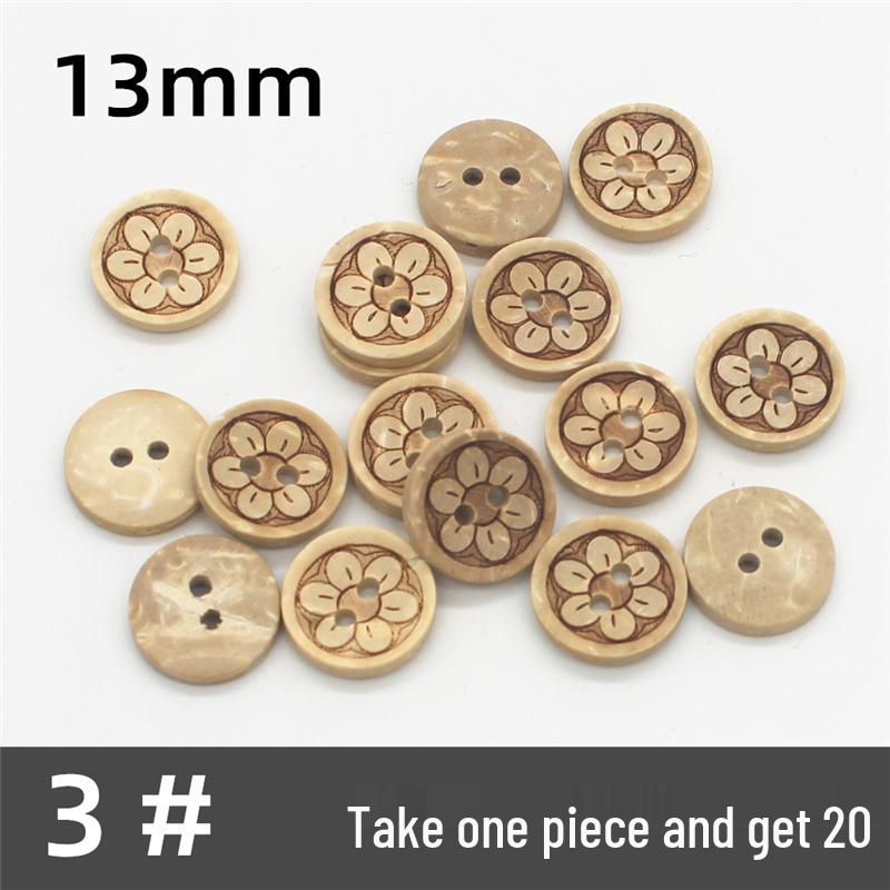 Natural Retro Coconut Shell Round Buttons for Children's Clothing