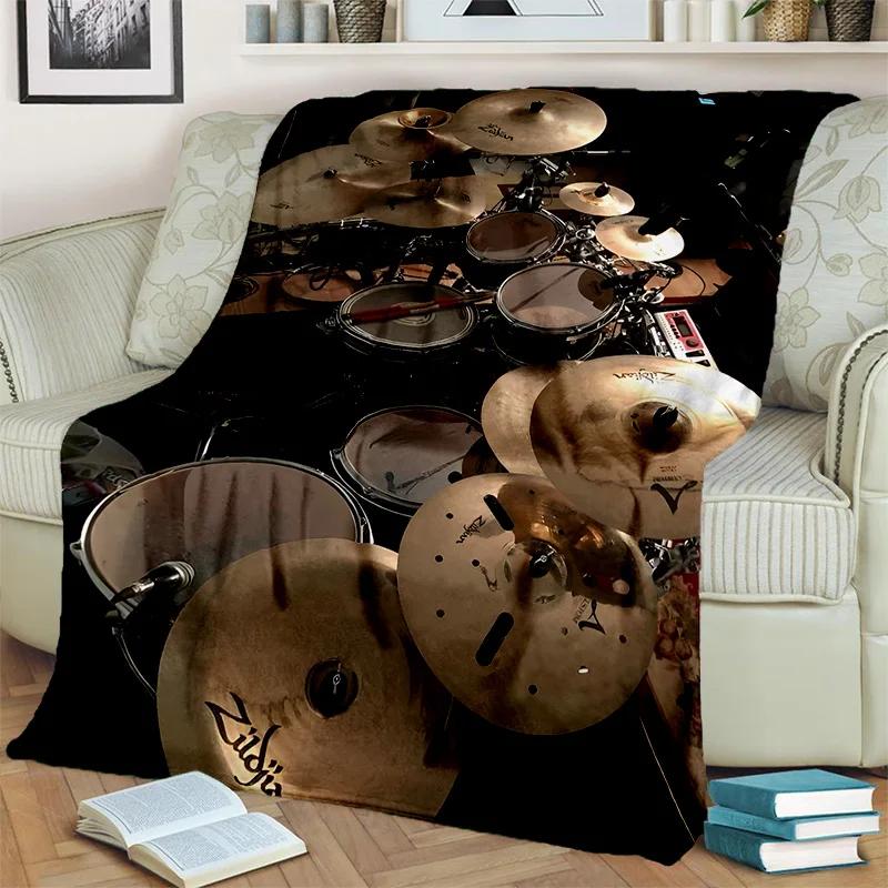 Music Instruments Drum Kit  Drum Set Blanket,Soft Throw Blanket for Home Bedroom Bed Sofa Picnic Travel Office Cover Blanket Kid