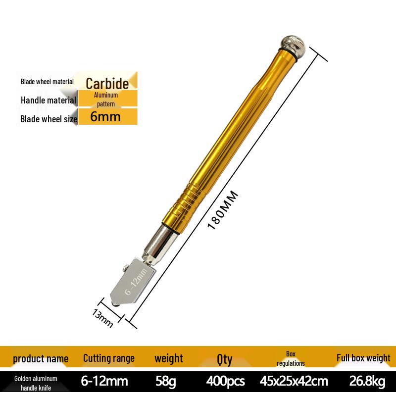 Aluminum Handle Dual-Use Tile and Glass Cutter with Alloy Cutting Head
