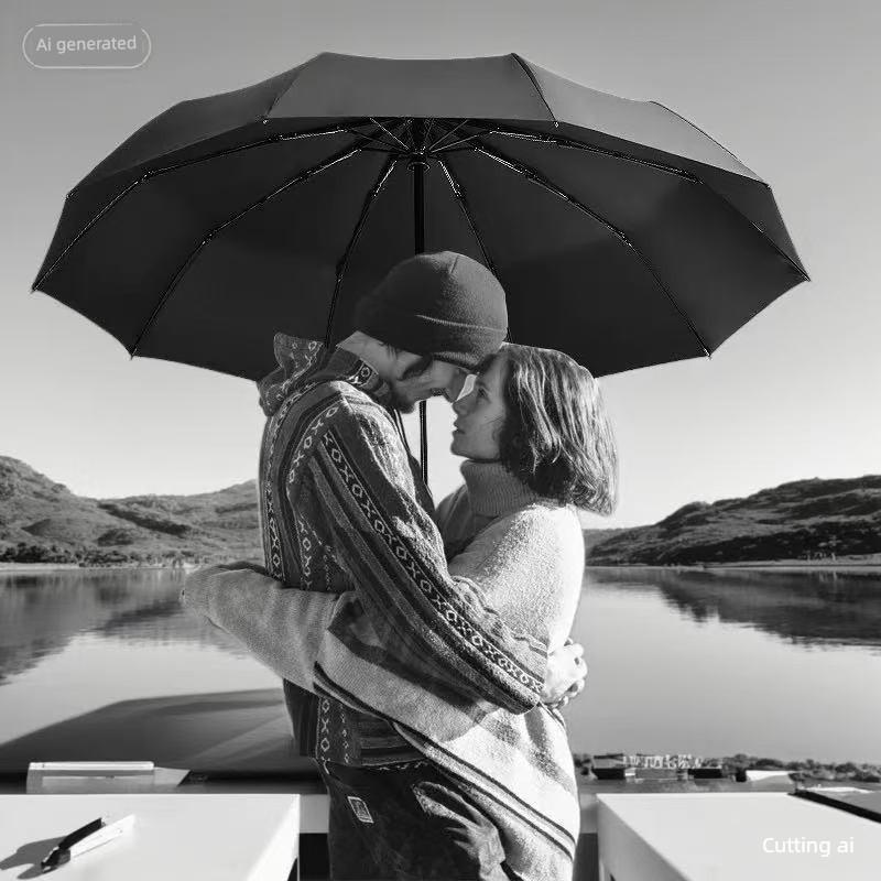 Paradise Umbrella, Fully Automatic One-Touch Open/Close, 10-Rib Extra-Large Folding Umbrella, Dual-Purpose for Sun and Rain, Automatic Umbrella