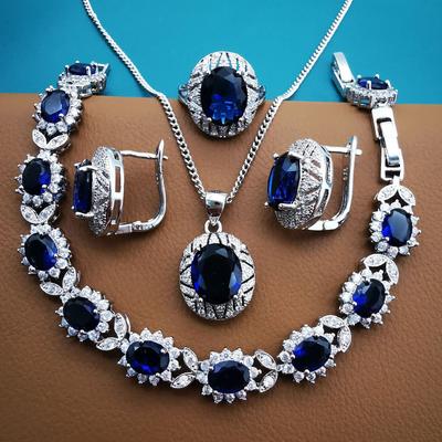 925 Sterling Silver Bridal Jewelry Sets Zircon Ladies Jewellery Wedding Rings Earrings Pendant Bracelets Necklace Set for Women