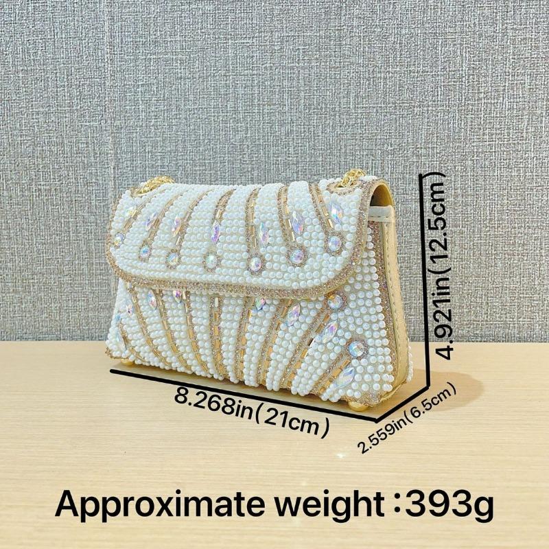 Geantă de sub braț cu perle făcută manual, geantă pătrată mică cu strasuri pentru banchet, geantă de mână, geantă crossbody cu umăr unic, geantă de seară