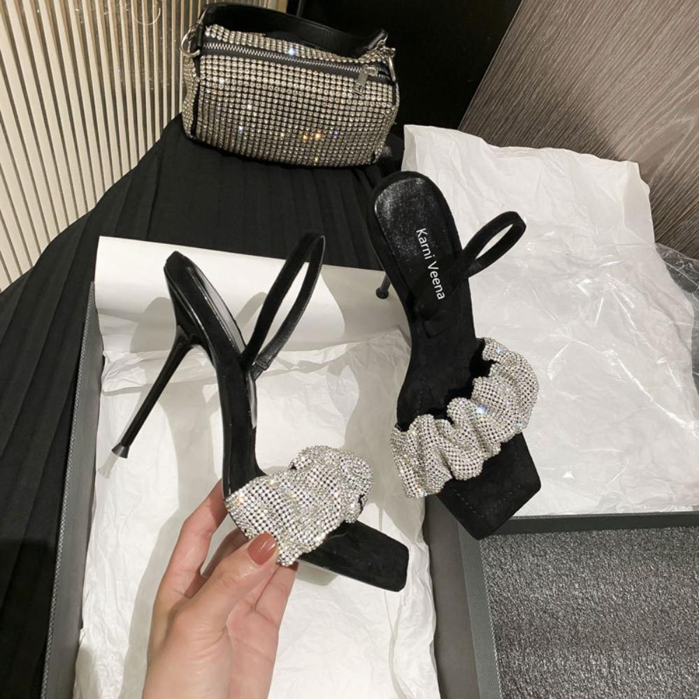 Fashion Sandals for Women 2025 Summer New Style Slim Heels High Heels Women's Rhinestone Sandal Womens Slippers Women Designer Sandals