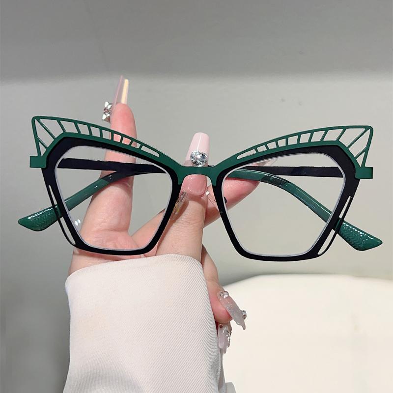 Katzenaugenbrille Damen Mode Hohlrandbrille Trendige Vintage Schmetterling Blaulichtfilter Optische Fassungen