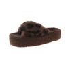 2026 Thick Soled Cross Hairy Slippers for Autumn and Winter Outerwear Casual Cotton Boots Hairy Shoes for Women
