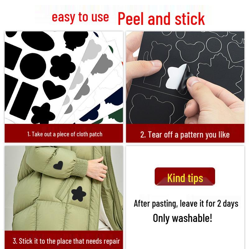 Waterproof No-Sew Down Jacket Repair Patch - Self-Adhesive Fashion Applique for Mending Clothes