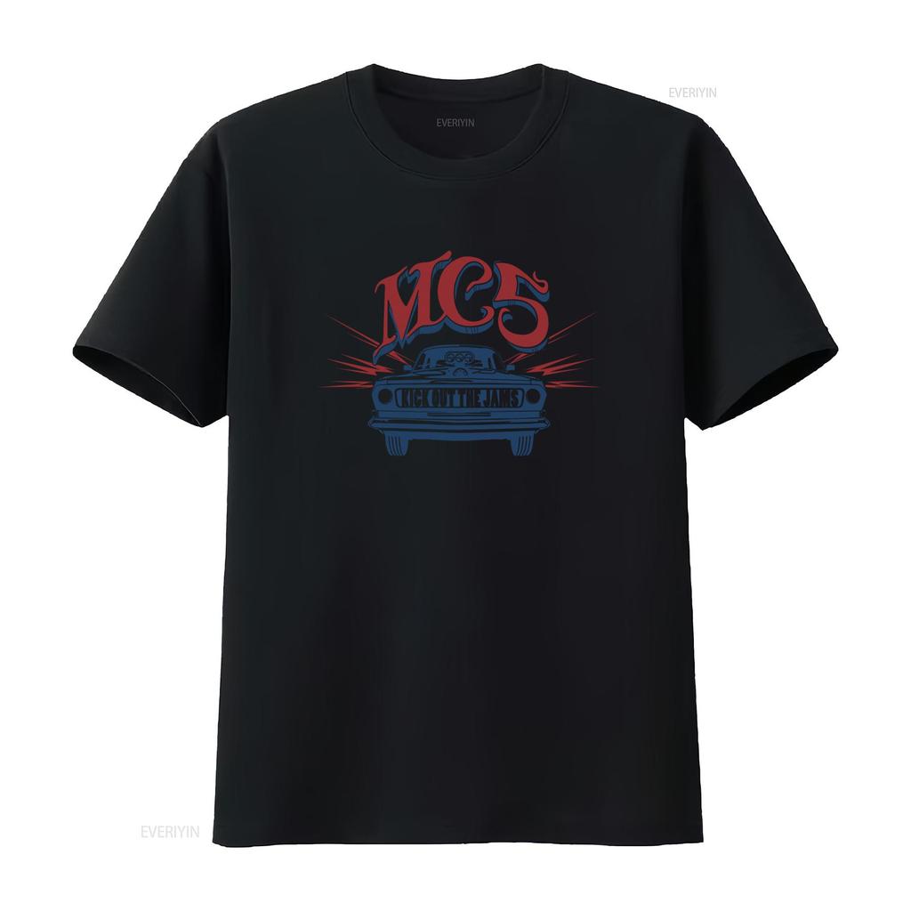 T-shirt in cotone MC5 Kick Out The Jams Design Auto Retrò Band Rock vintage Lavata Morbida uomo Comoda Leggermente Traspirante