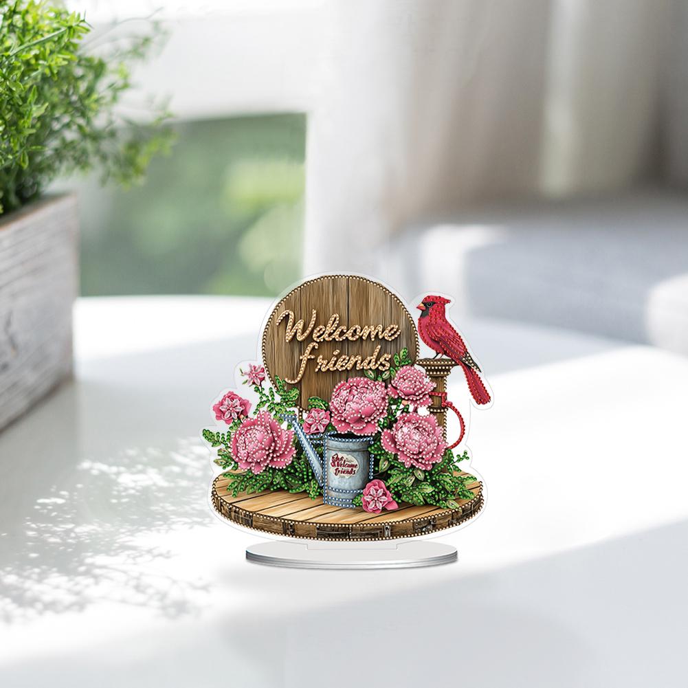 Acrylic Special Shape Garden Potted Plants Table Top Diamond Painting Ornament Kits Desktop Diamond Art Kits for Adults Beginner