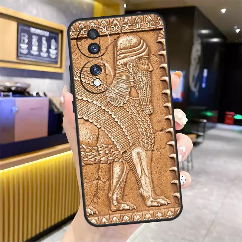 Assyrische Statue lamassu Kunst Voor Honor Magic 8 7 6 5 Lite Hoesje Voor Honor 200 400 Pro 50 70 90 X8c X8b X9a X9b X9c Win RT
