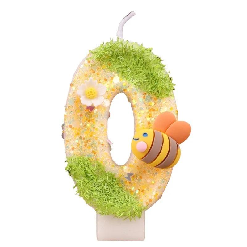 Bee Digital Candle Super Sequin Birthday Cake Plugin Festive Atmosphere Color Matching Candle