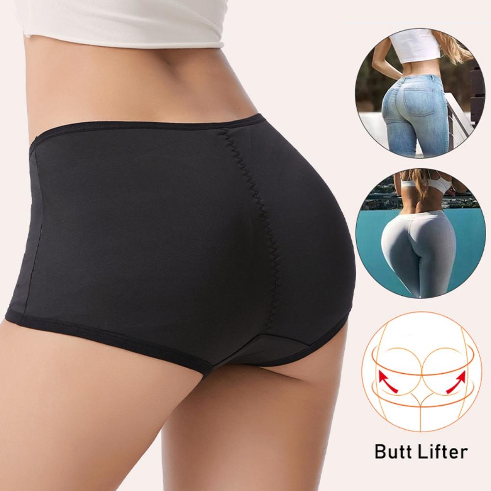 Women's Padded Panties Push Up Buttock Low Waist Underwear