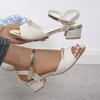 Ladies Shoes On Fashion Ankle Strap Slingbacks Women Sandals Summer Open Toe Mixed Colors Buckle Chunky Heels Sandals