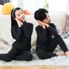 Children's Brushed Collar Underwear Set - Boys and Girls Warm Solid Color Autumn/Winter Pajamas