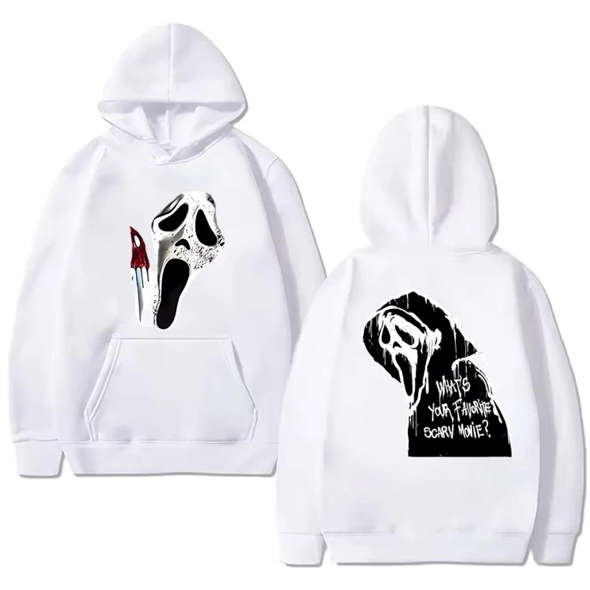 In Gothic Double Sided Printed Streetwear Women Ghostface Graphic Hoodie Fleece Long Sleeve Sweatshirts