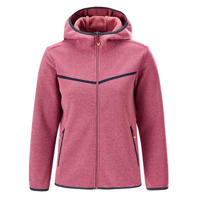 Women's Polar Fleece Jacket, Warm Outdoor Leisure Elastic Hooded Knitted Running Mountaineering Fleece Jacket