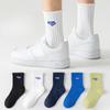 5 Pairs of Socks Men's Cotton Mid-calf Spring and Autumn Models Sports Cotton Antibacterial Anti-odour Teenagers Large Size Long Socks for Men