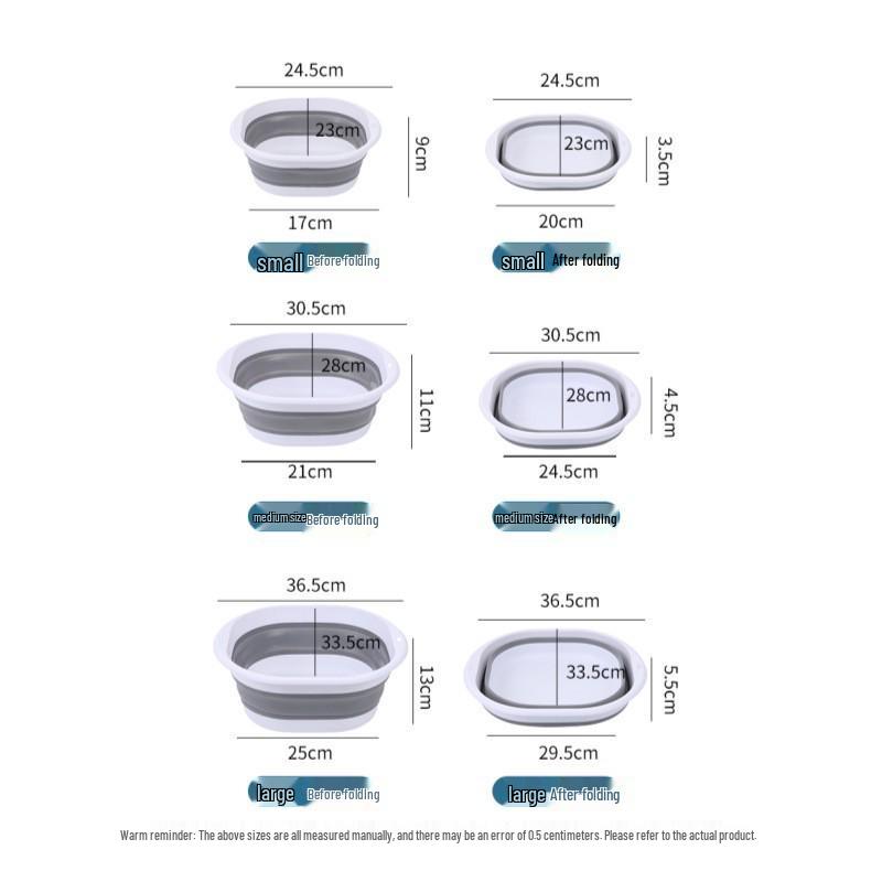 Foldable, Thickened Plastic Basin for Home Use: Face Wash, Veggie Washing, Portable Laundry - Retractable and Space-Saving Design.