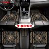 4Pcs set Bohemian Retro Style Pattern Car Carpet, Ethnic Style Design, Easy-to-Clean Car Interior Accessories, Art Decoration