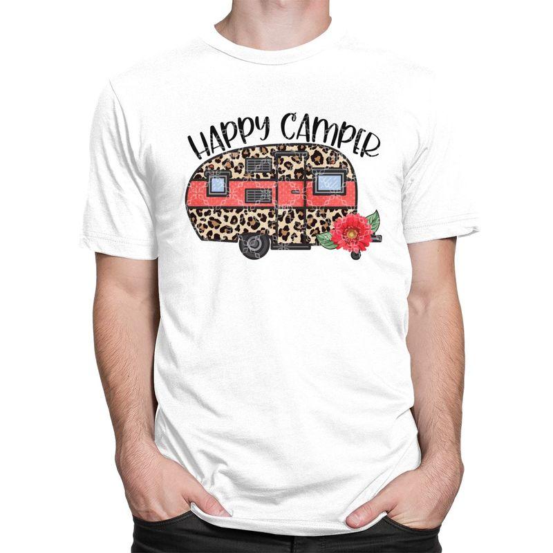 Custom Fashion Happy Camper T Shirts Men Camping Life Tshirts Casual Tee 100 Cotton Oversized Tshirt Merch
