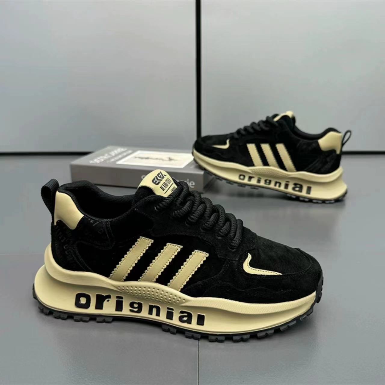 

Европейская станция мужская обувь 2025 новый модный бренд ретро три полоски папины кроссовки уличная мода зрелый хулиган красивый спортивная обувь 39