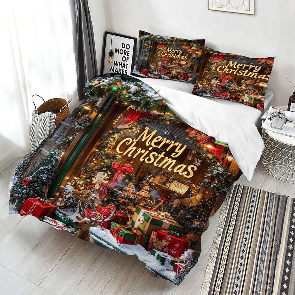 Comforter Christmas Home Bedroom Comforte Nordic Polyester Material Suitable For Children And Adults 3-Piece Set