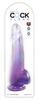 King Cock Clear - Realistic Dildo with Testicles and Suction Cup Transparent-Purple 25 CM